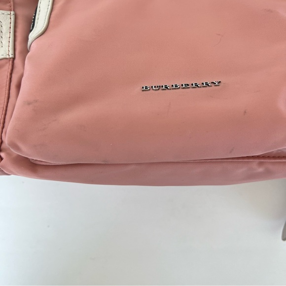 BURBERRY Rucksack Mauve Nylon w Leather Trim Drawstring Side Pockets Backpack - Picture 15 of 16